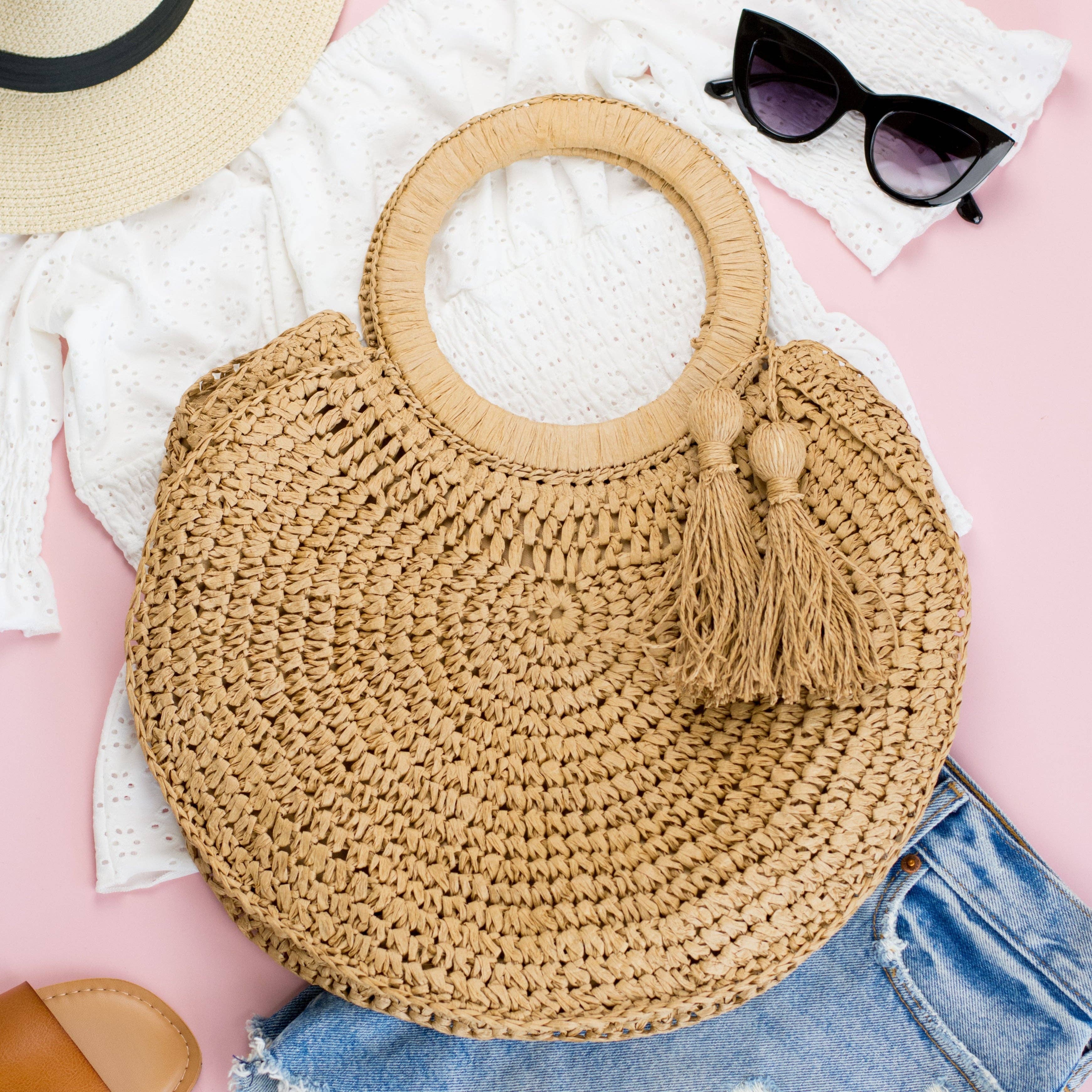Tassel O Ring Tote | Straw Bag | Purse