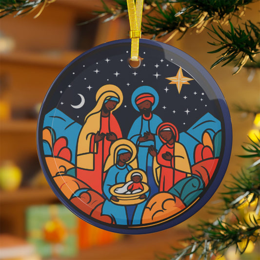 Glass Multicultural Nativity Ornament