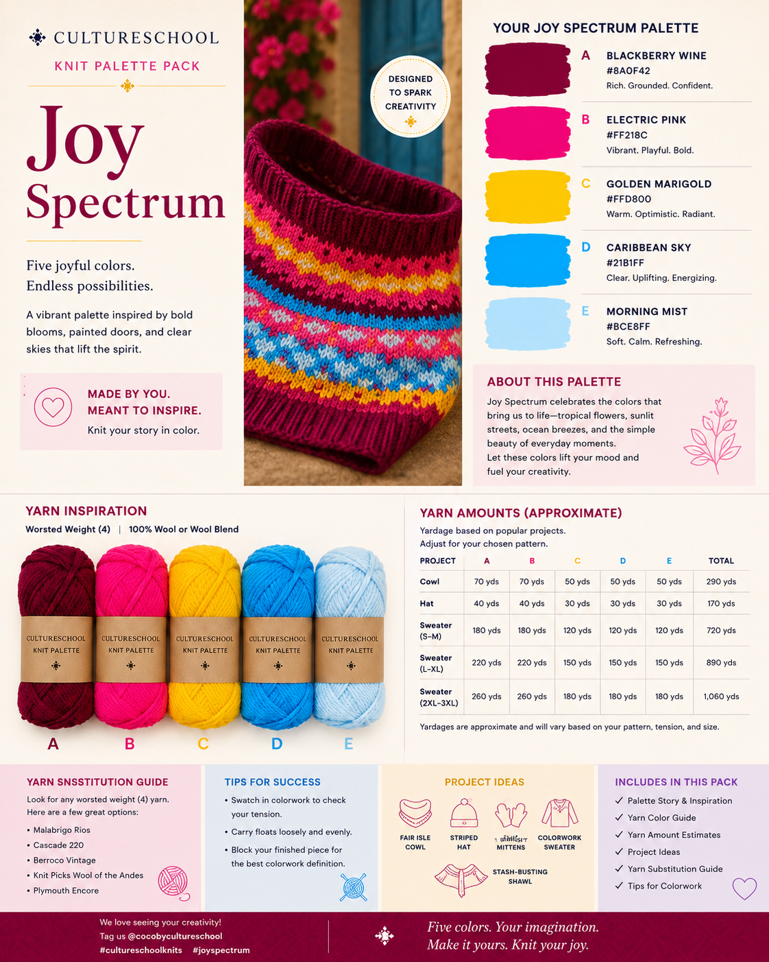 Knit Palette Pack for Makers | Joy Spectrum Palette | Digital Download