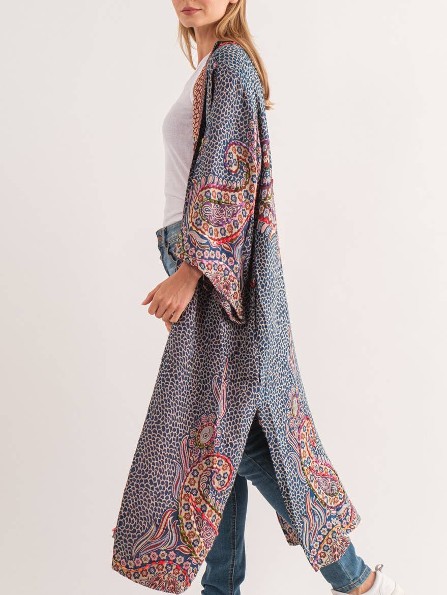 Rhea Navy Thick Stitch Duster- Coming Soon