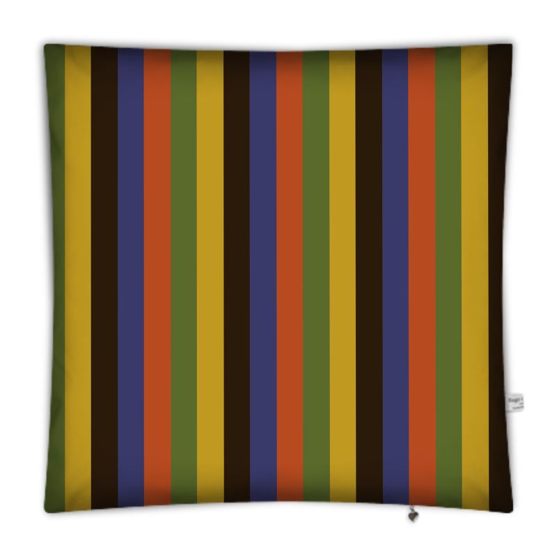 Multicolored striped fabric with vertical stripes on a white background