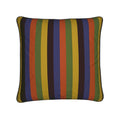 Multicolored striped pillow on a white background