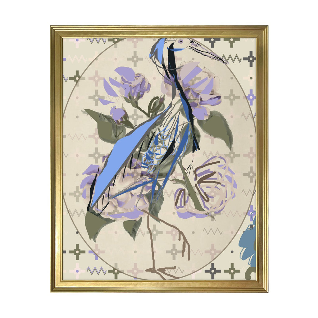 Premium Framed Art Print | Cape Cod Crane | Santorini Limestone Blue