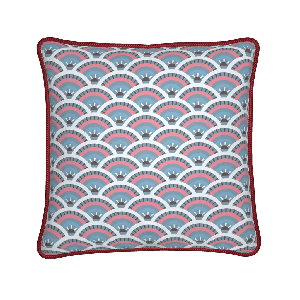 Luxury Piped Silk Pillow - 24 x 24 | Cape Cod Mermaid Deco Shells