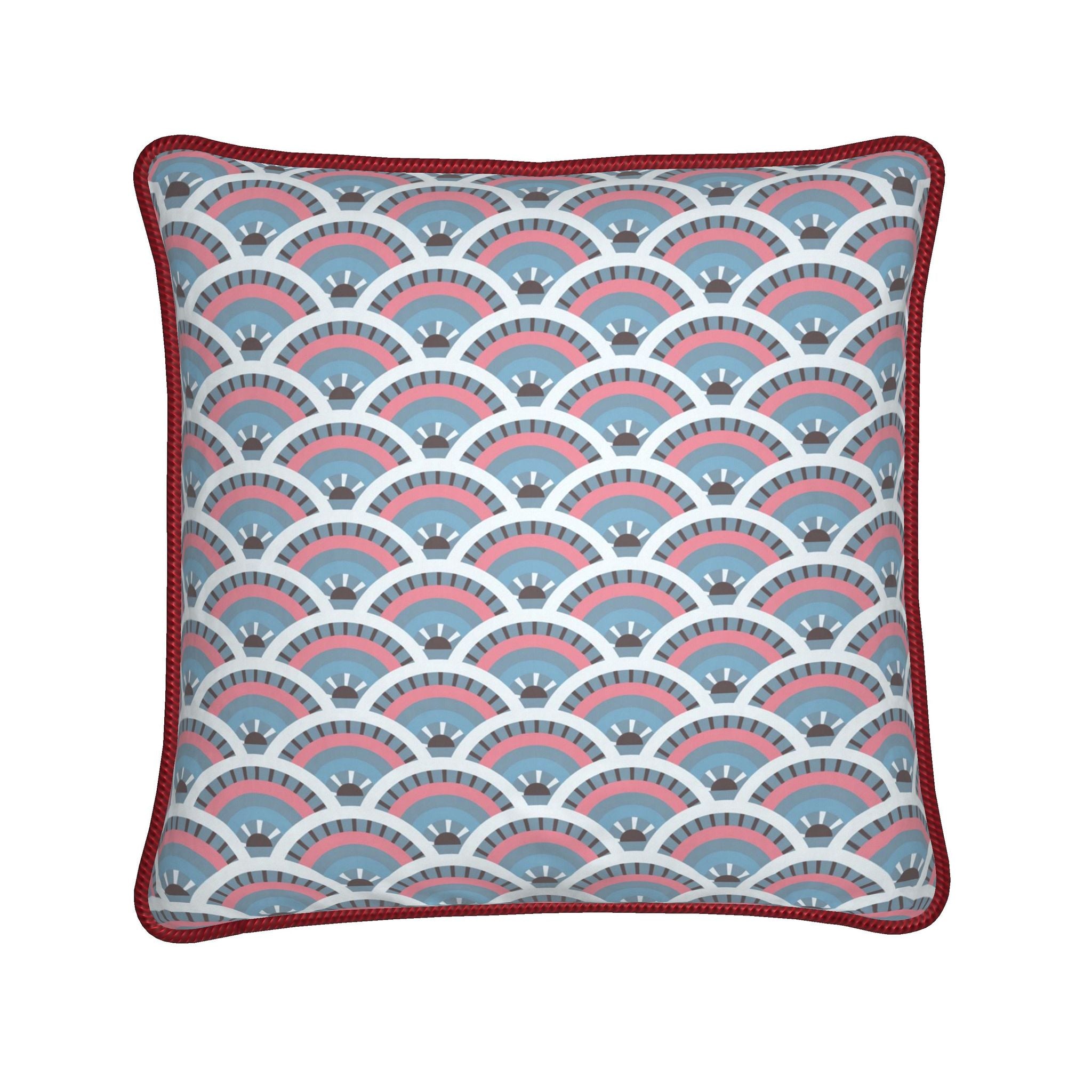 Luxury Piped Silk Pillow - 24 x 24 | Cape Cod Mermaid Deco Shells