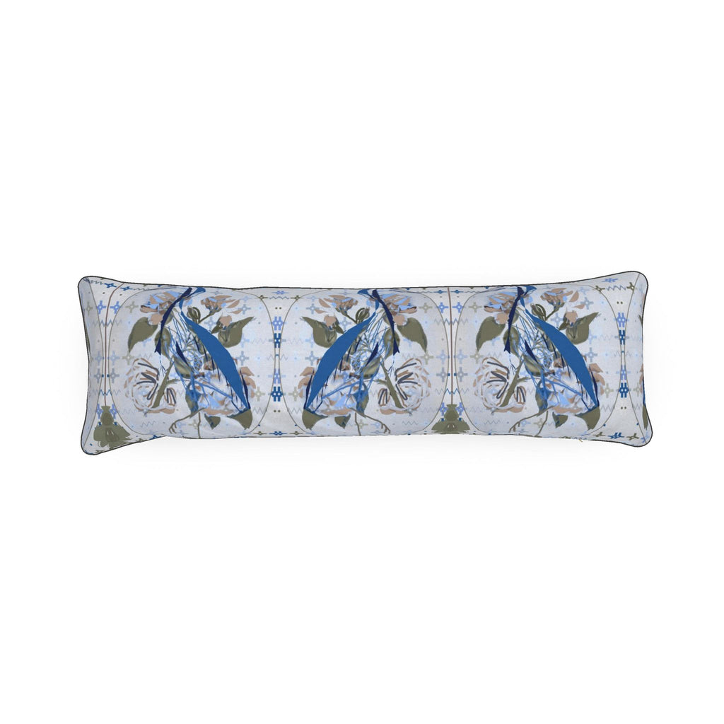 Piped Bolster Pillow | Cape Cod Crane | Santorini Limestone Blue