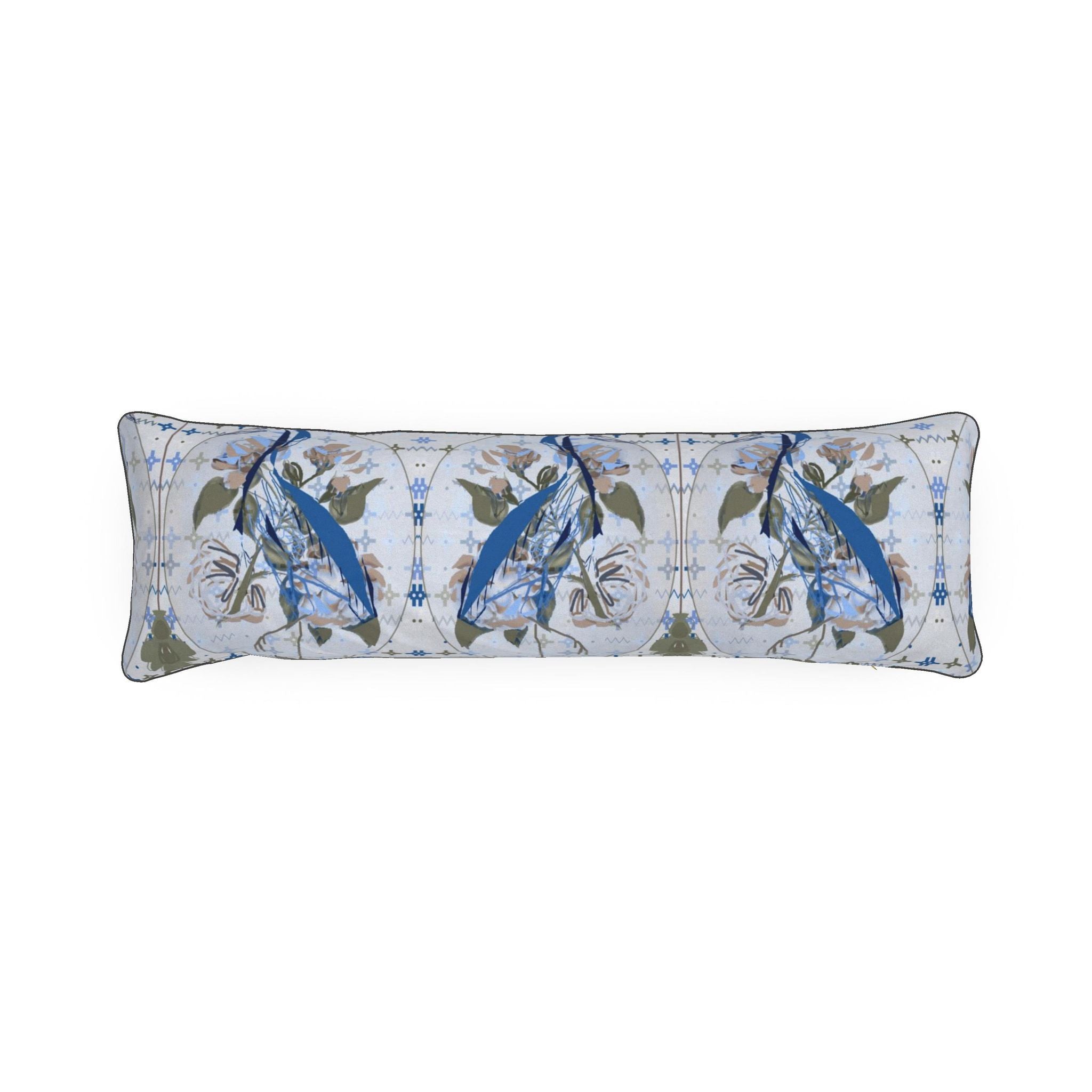 Piped Bolster Pillow | Cape Cod Crane | Santorini Limestone Blue