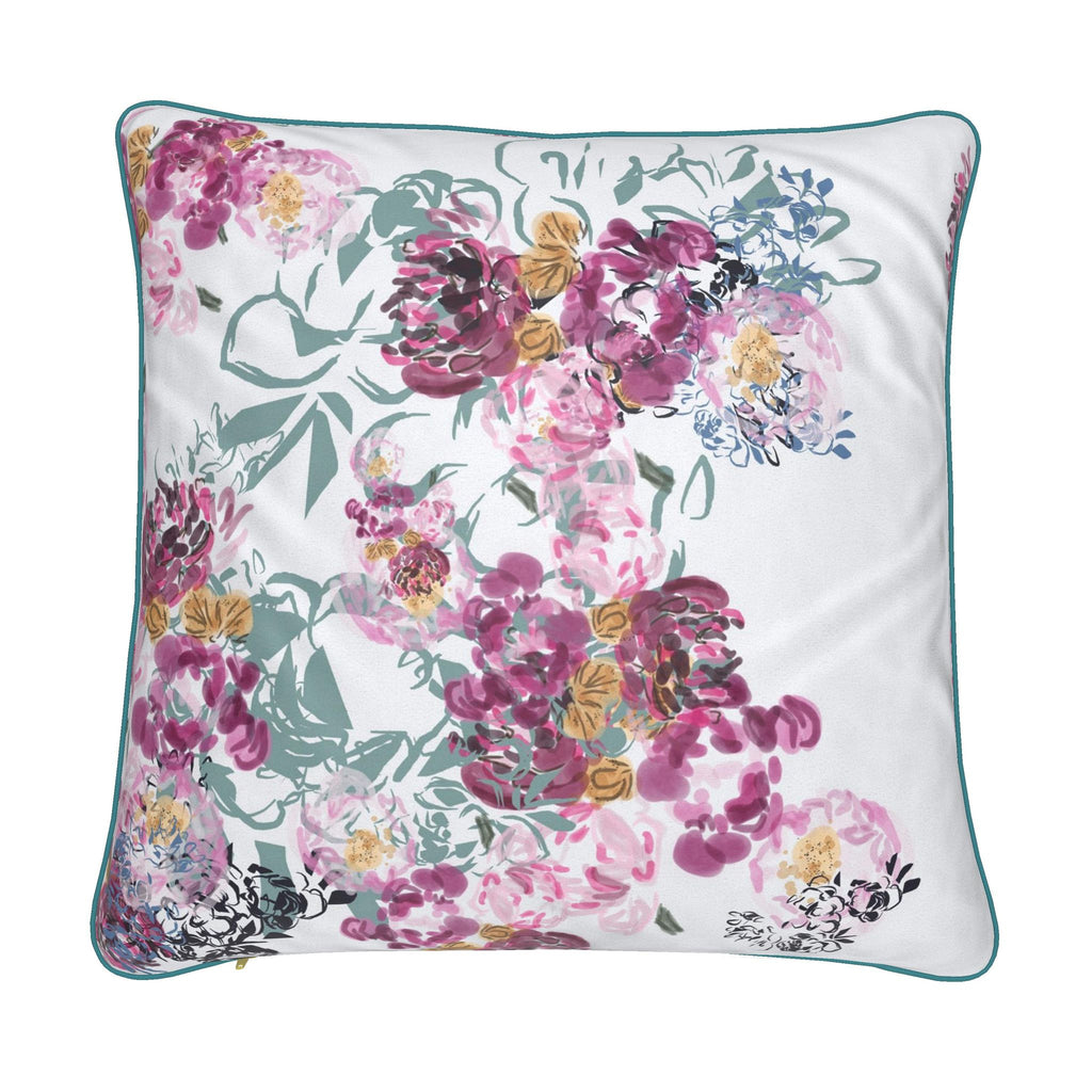 Reversible Piped Pillow Cover in Floral Print