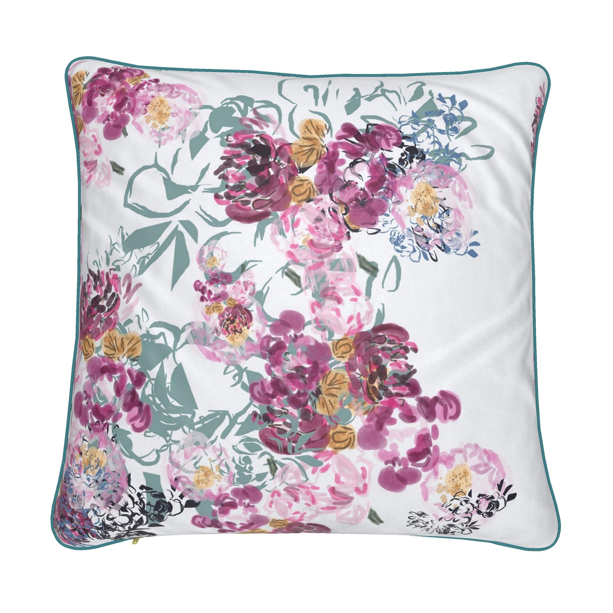 Reversible Piped Pillow Cover in Floral Print