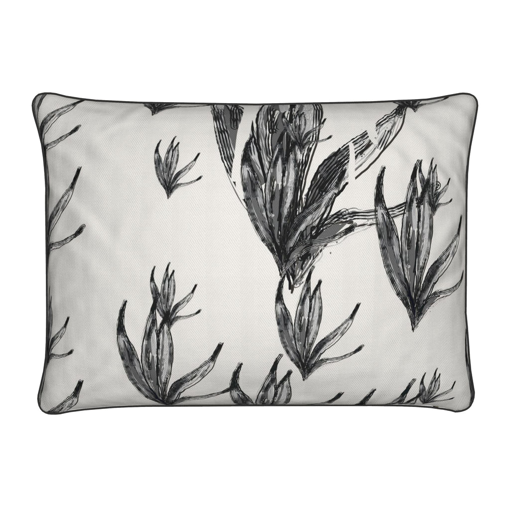 Piped Cushion Cover in Eel Frond Print