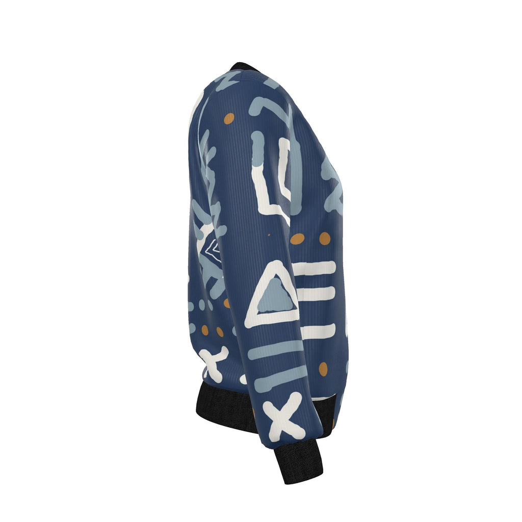 Women's Reversible Silk  Bomber Jacket | Blue Adinkra