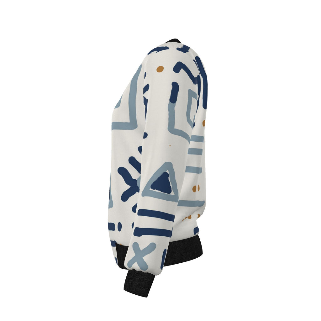 Women's Reversible Silk  Bomber Jacket | Blue Adinkra