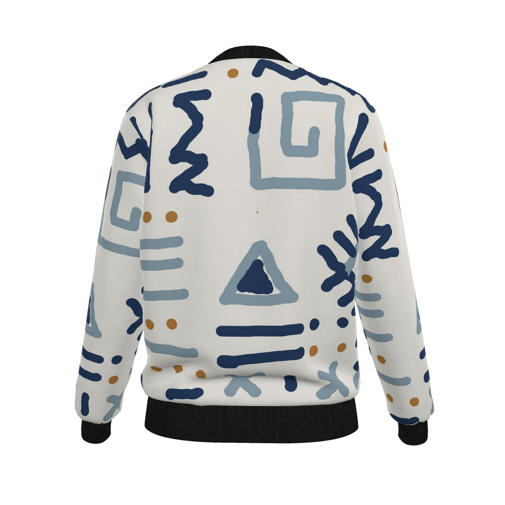 Women's Reversible Silk  Bomber Jacket | Blue Adinkra