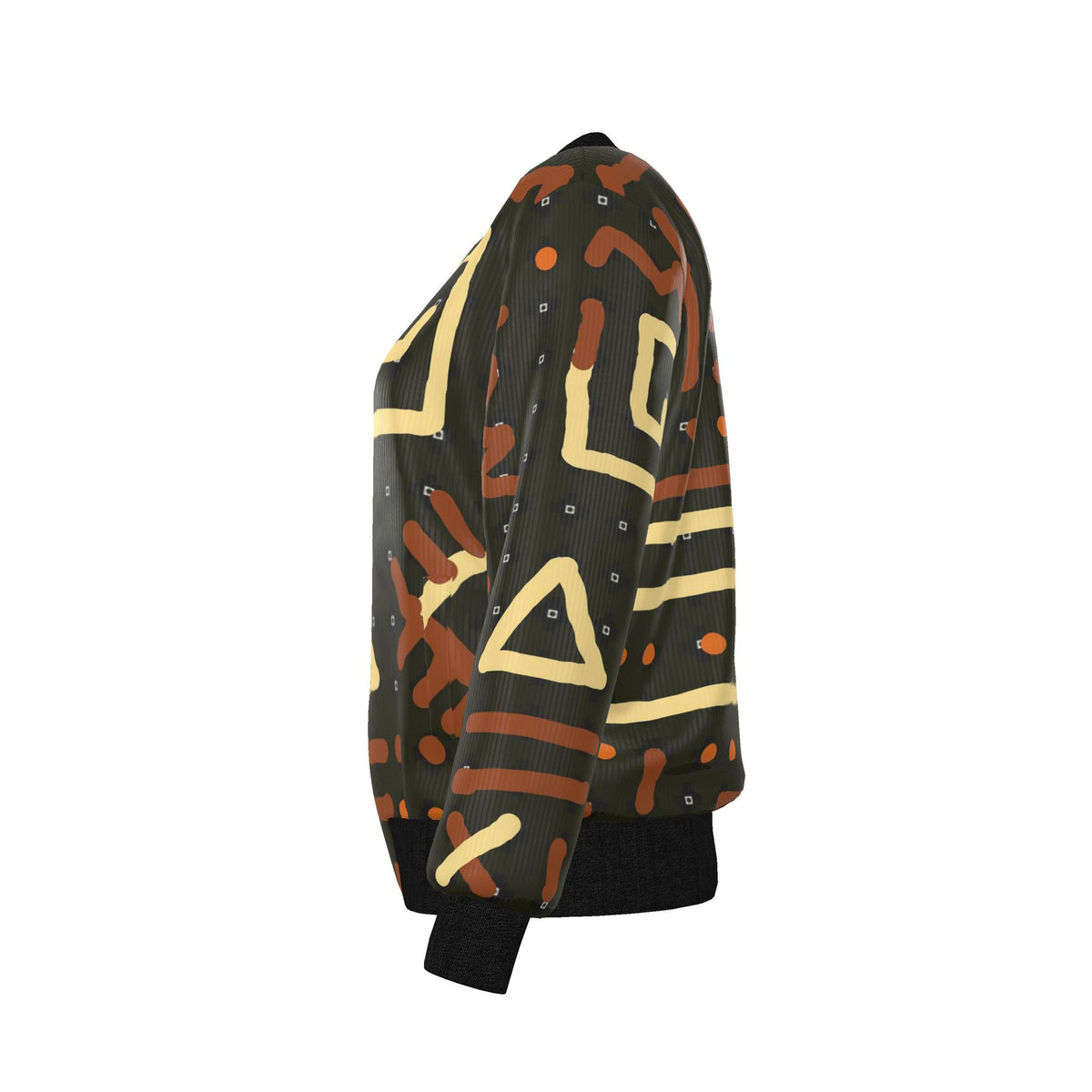 Women's Reversible Silk Bomber Jacket | Black Adinkra