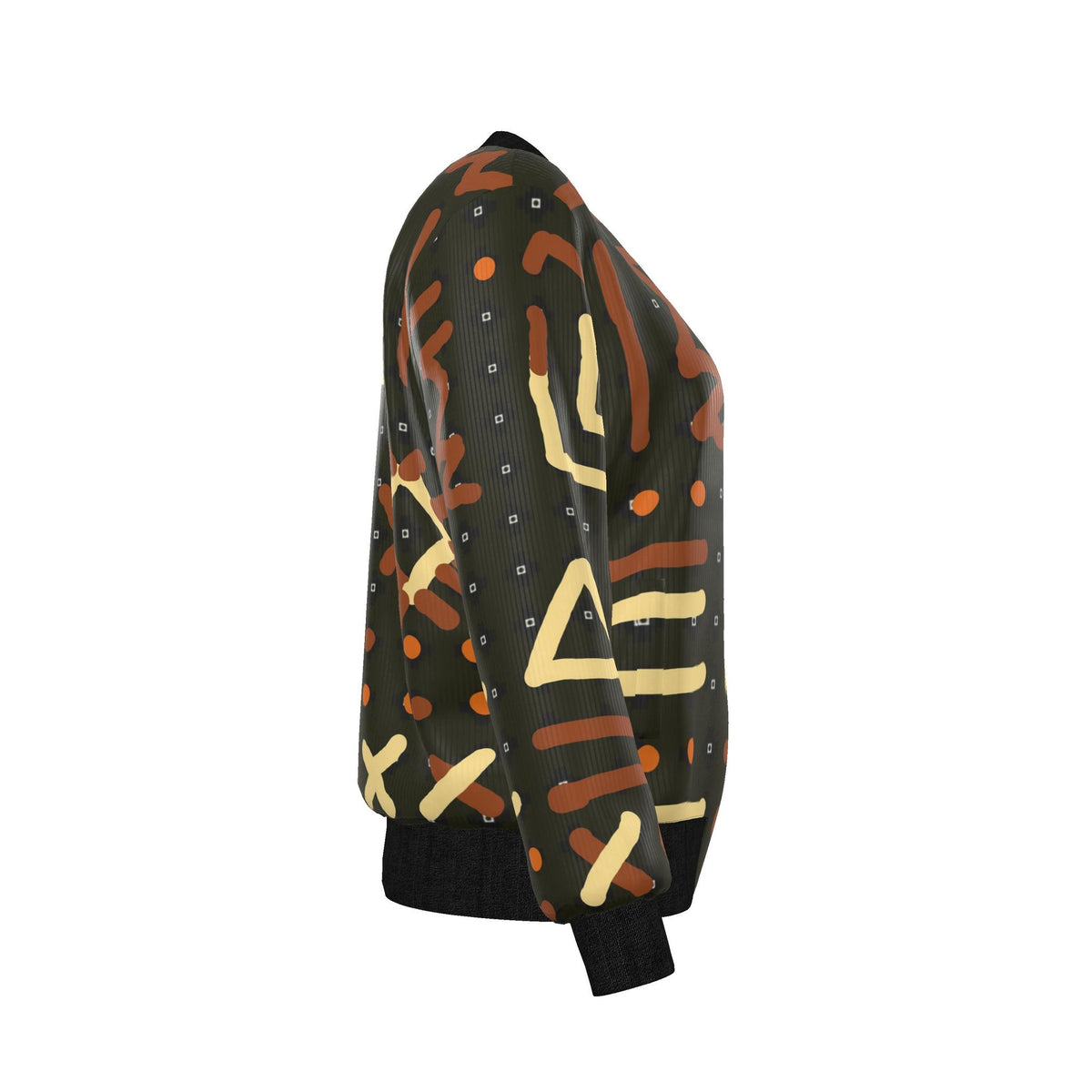 Women's Reversible Silk Bomber Jacket | Black Adinkra