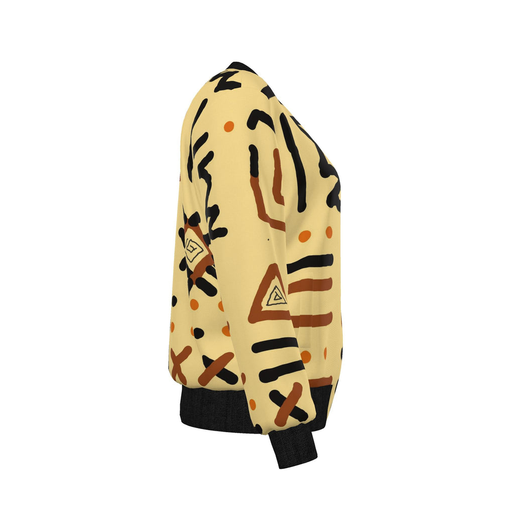 Women's Reversible Silk Bomber Jacket | Black Adinkra