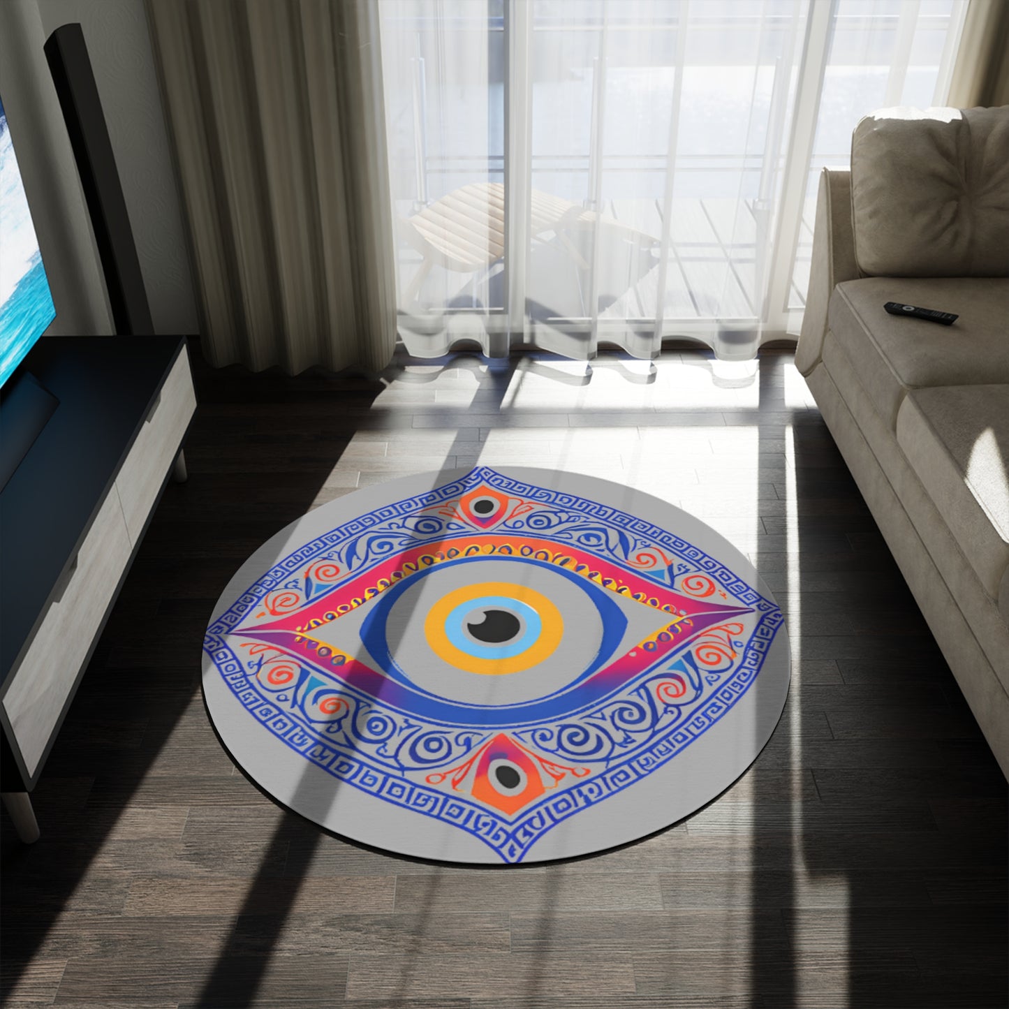 Fear No Evil Eye Round Area Rug