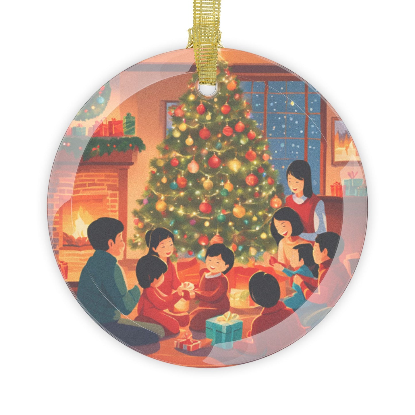 Asian Family Christmas Ornament