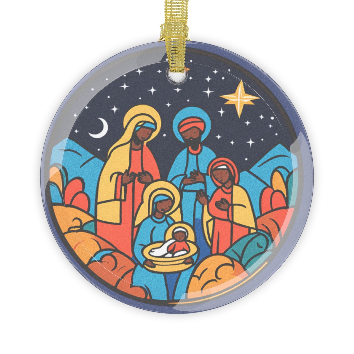 Glass Multicultural Nativity Ornament