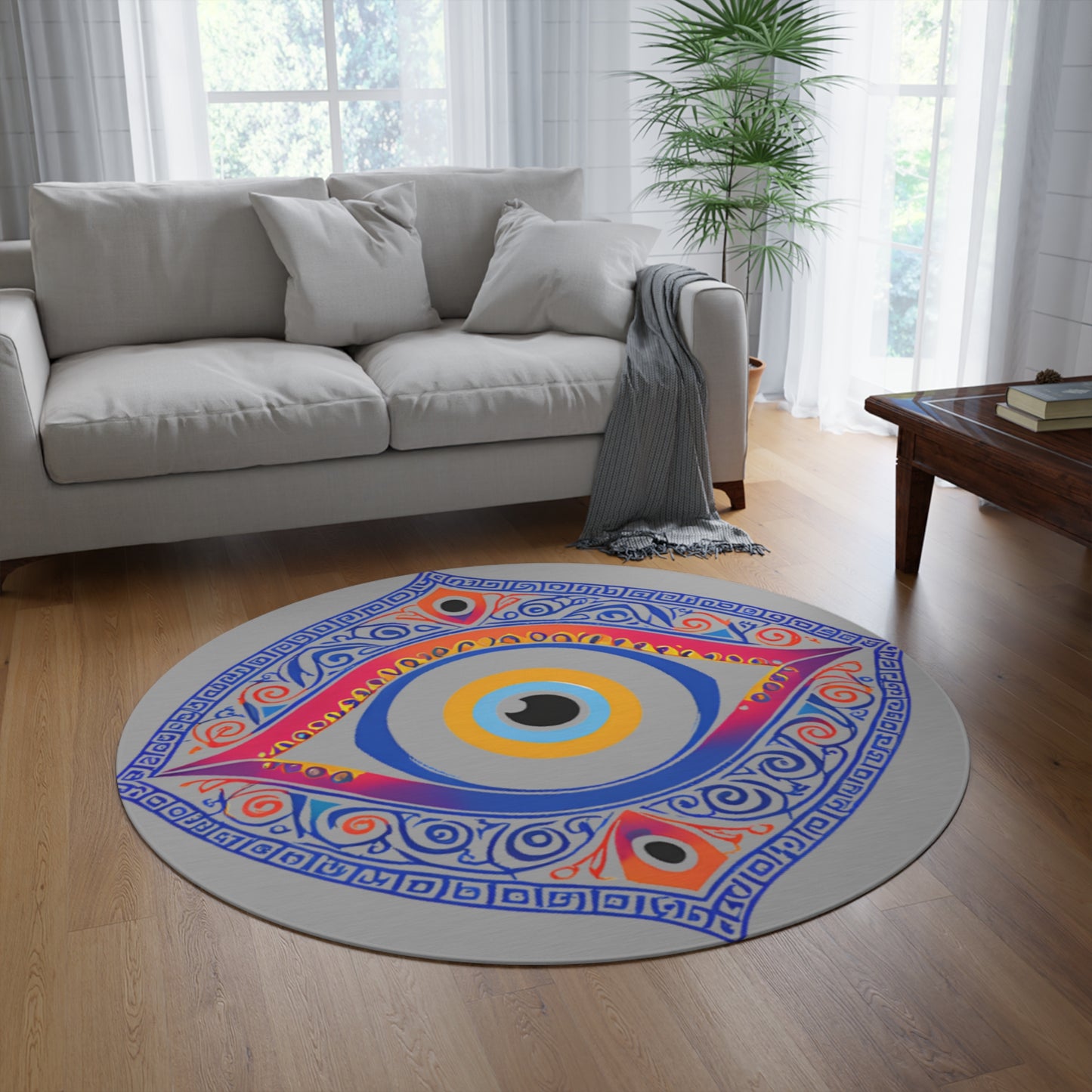 Fear No Evil Eye Round Area Rug