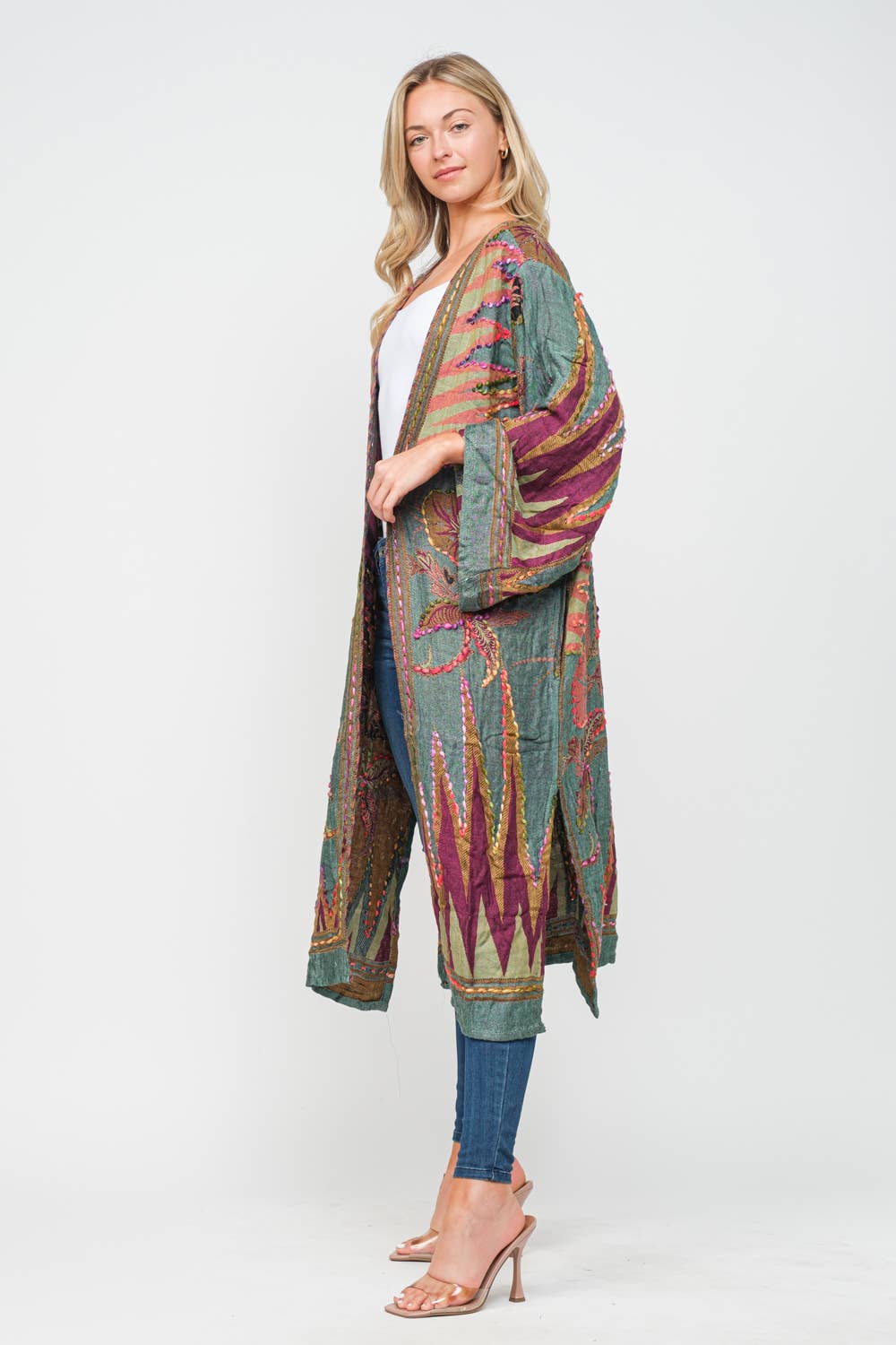 Meghan Hunter Green Thick Stitch Duster