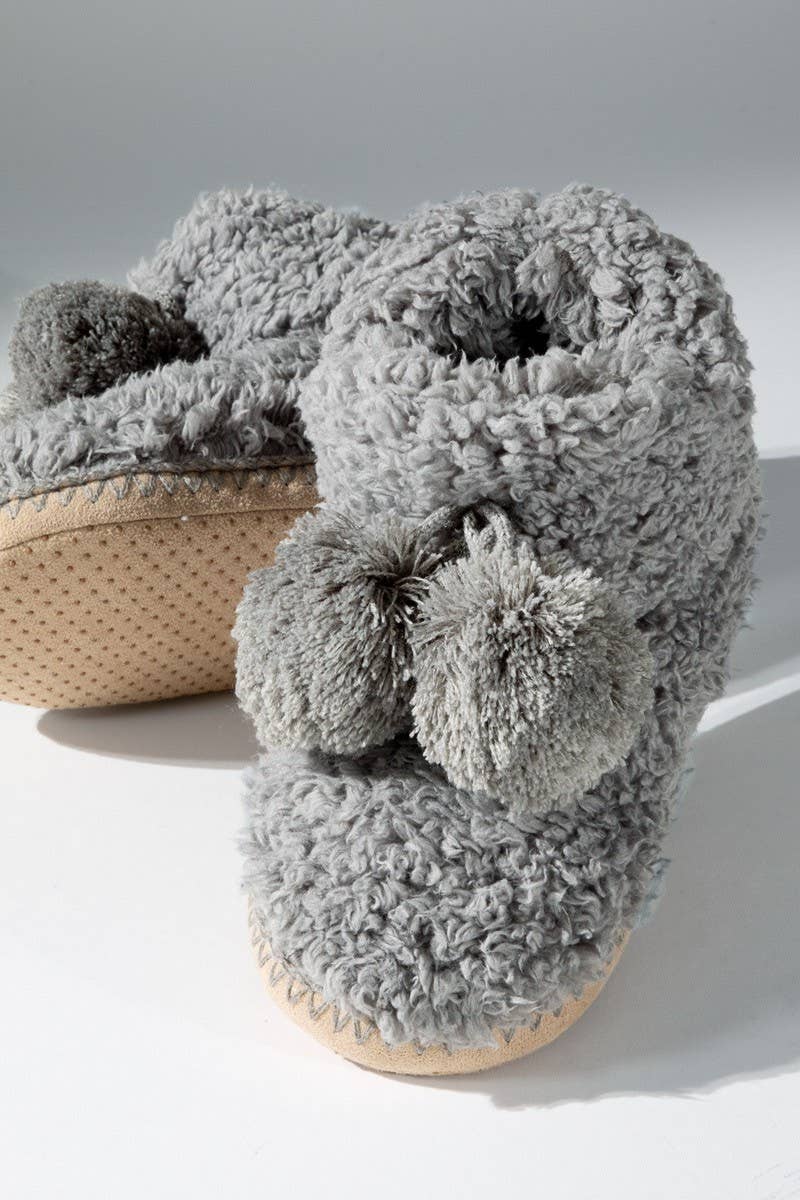 Cozy Pom-Pom Moccasin Booties