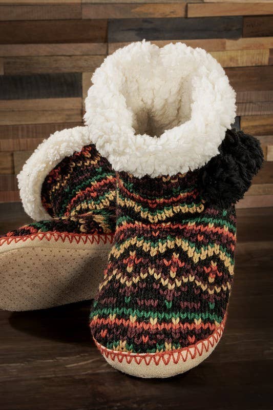 Hand Knitted Multi Color Slipper Boots