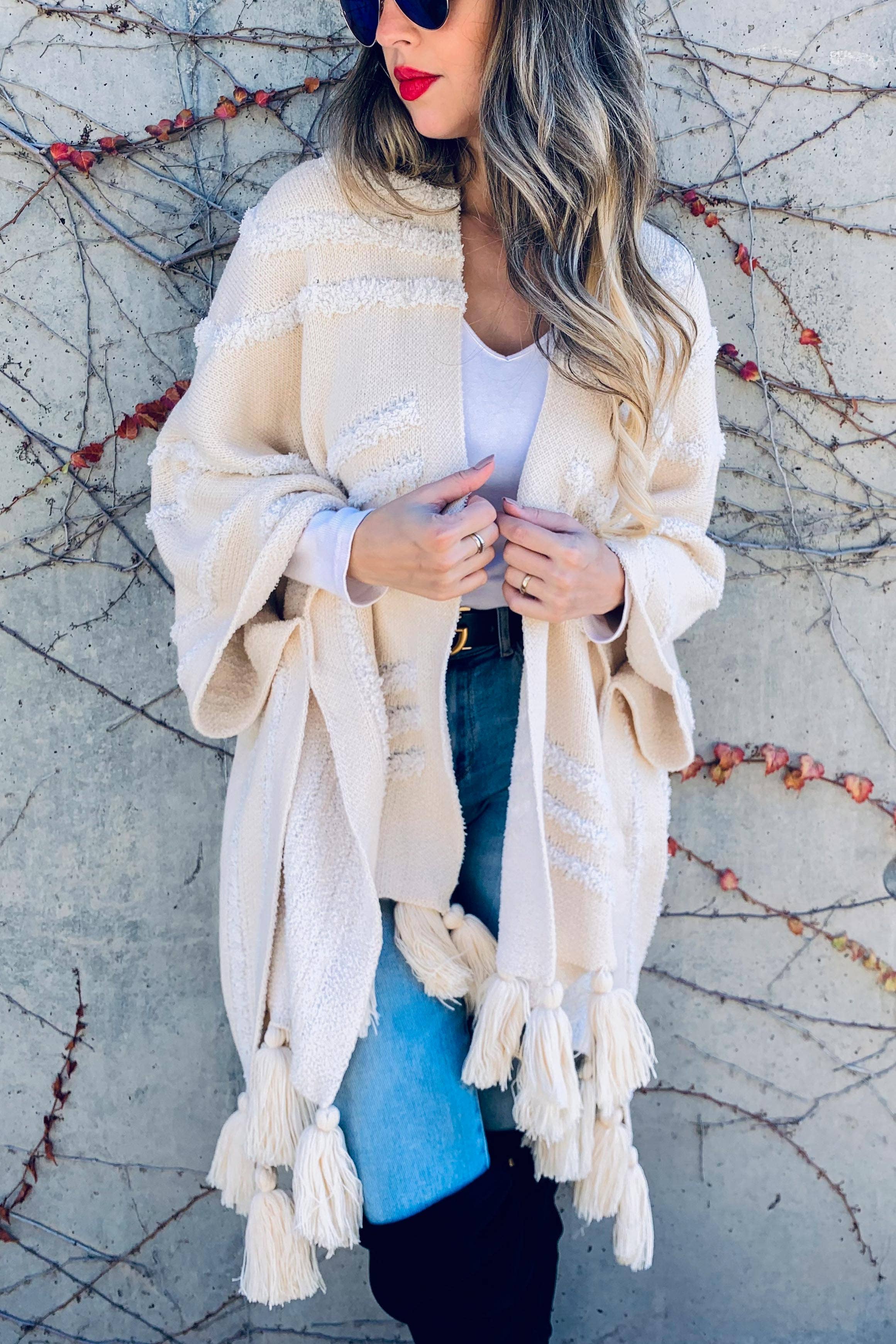 Texture Knit Chunky Tassel Cardigan–Boho Layer | Coming Soon