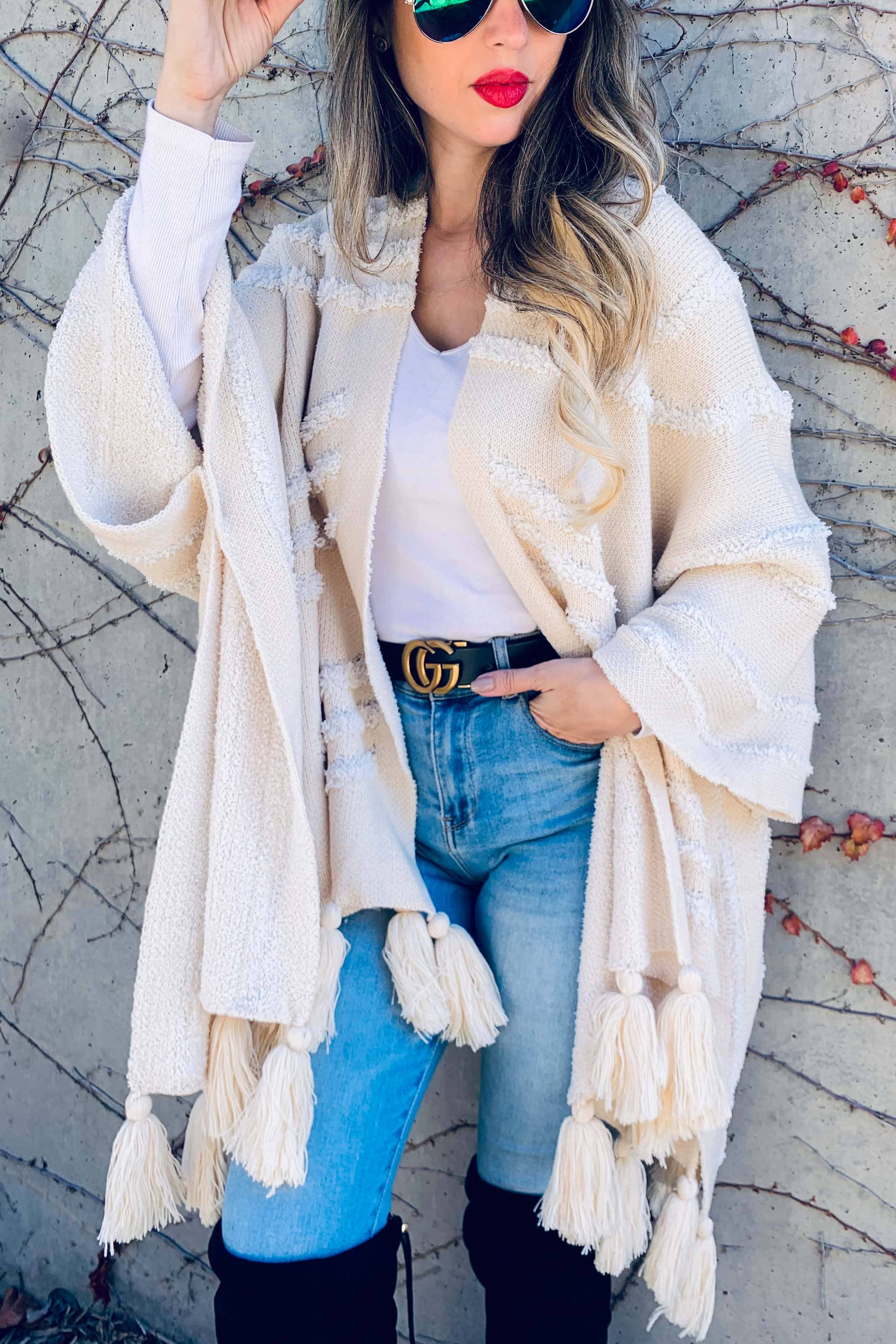 Texture Knit Chunky Tassel Cardigan–Boho Layer | Coming Soon