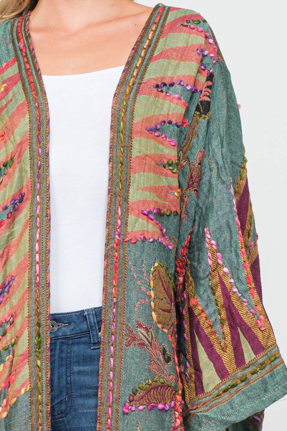 Meghan Hunter Green Thick Stitch Duster