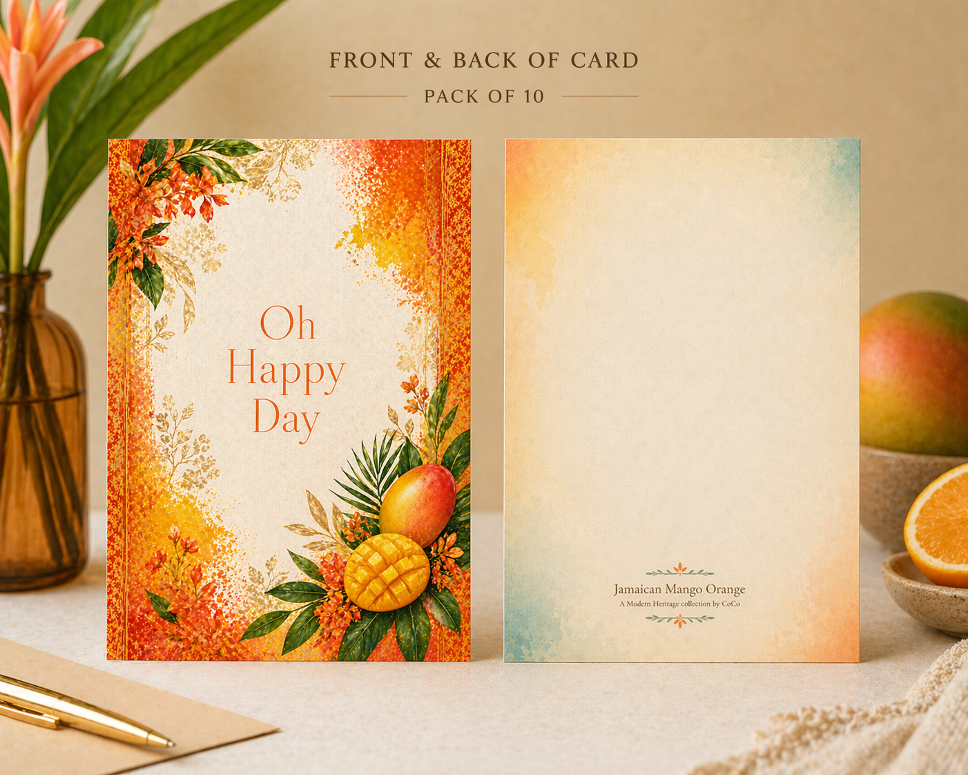 Greeting Cards - 10 Pack | Modern Heritage-Jamaican Mango Orange