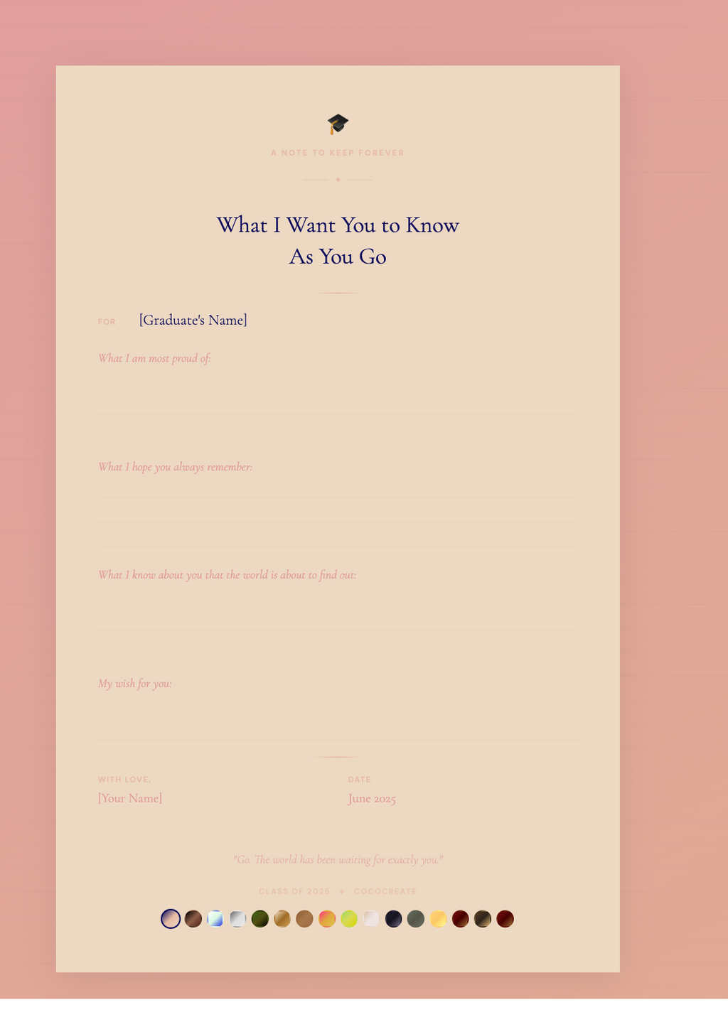 Book cover with text 'What I Want You to Know As You Go' on a beige background