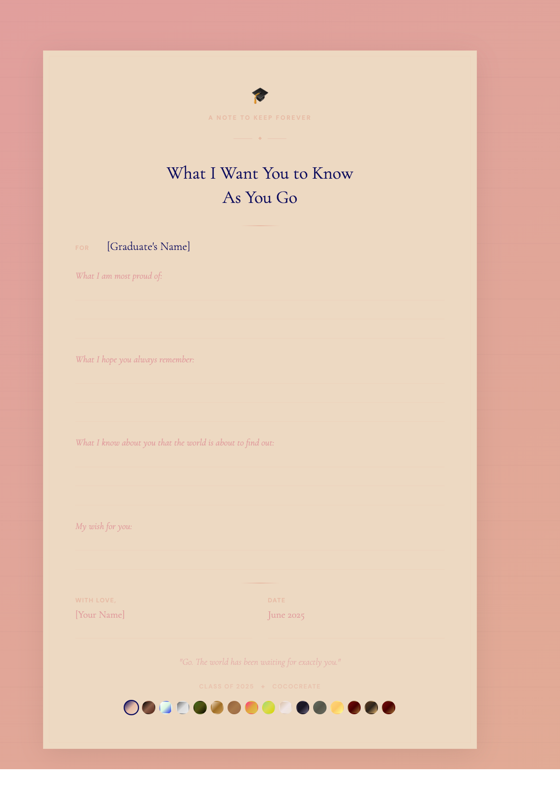 Book cover with text 'What I Want You to Know As You Go' on a beige background