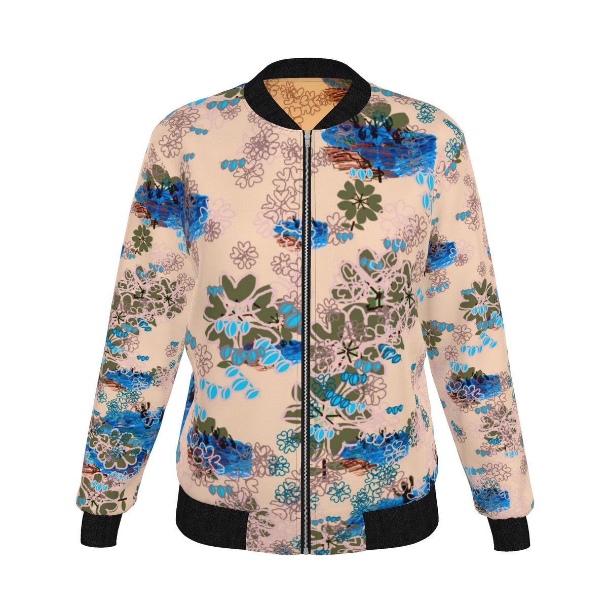 Women's Reversible Silk Bomber Jacket | Inkwell Toile Autumn