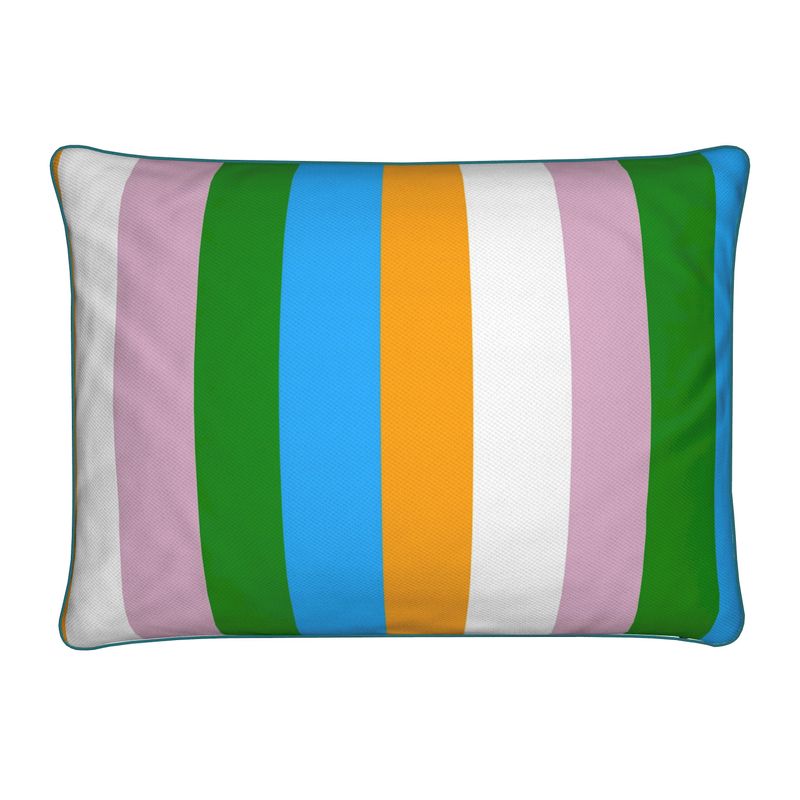 a striped outdoor cushion