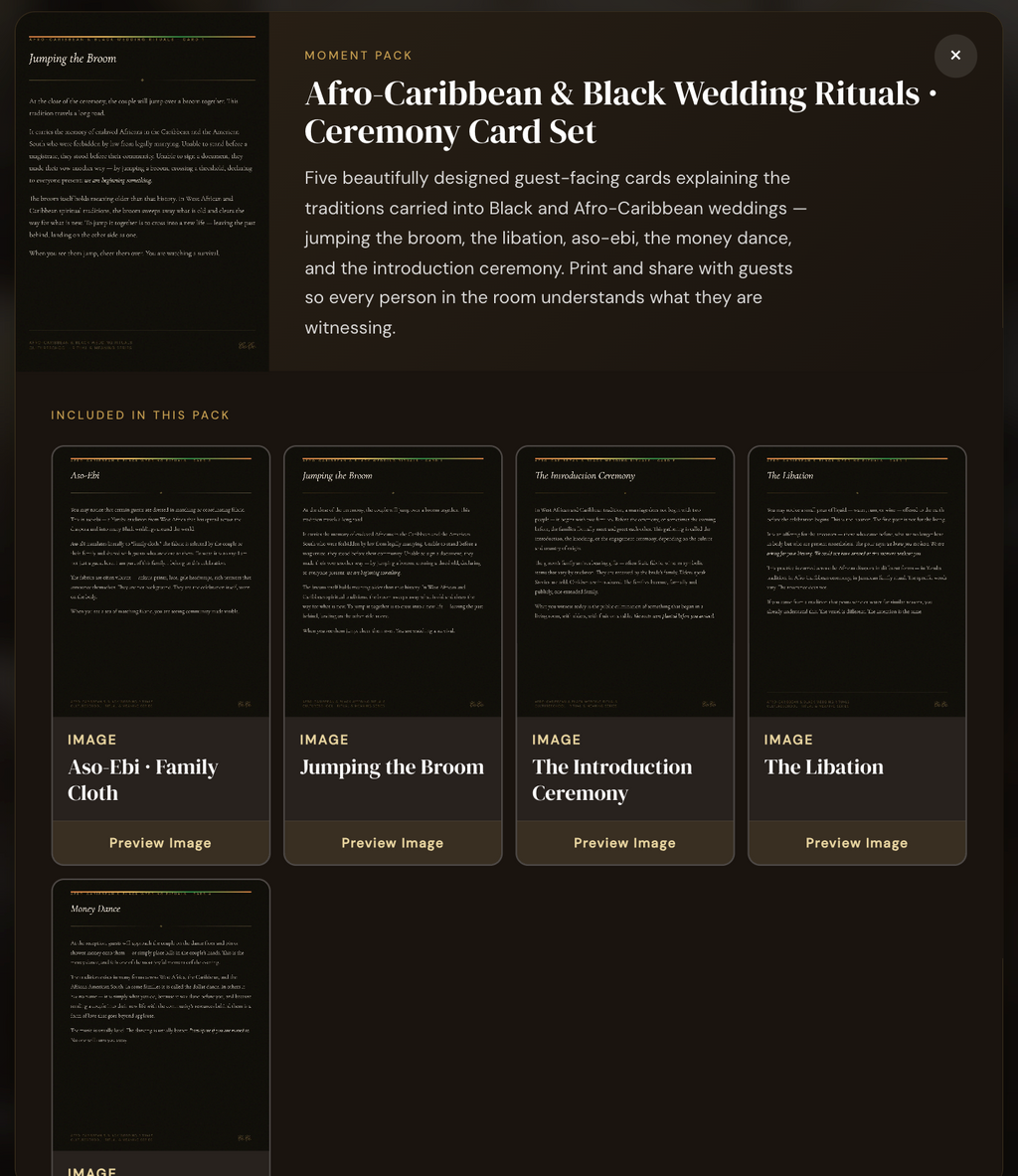 Afro Caribbean Wedding Ritual Card Inserts | Digital Download