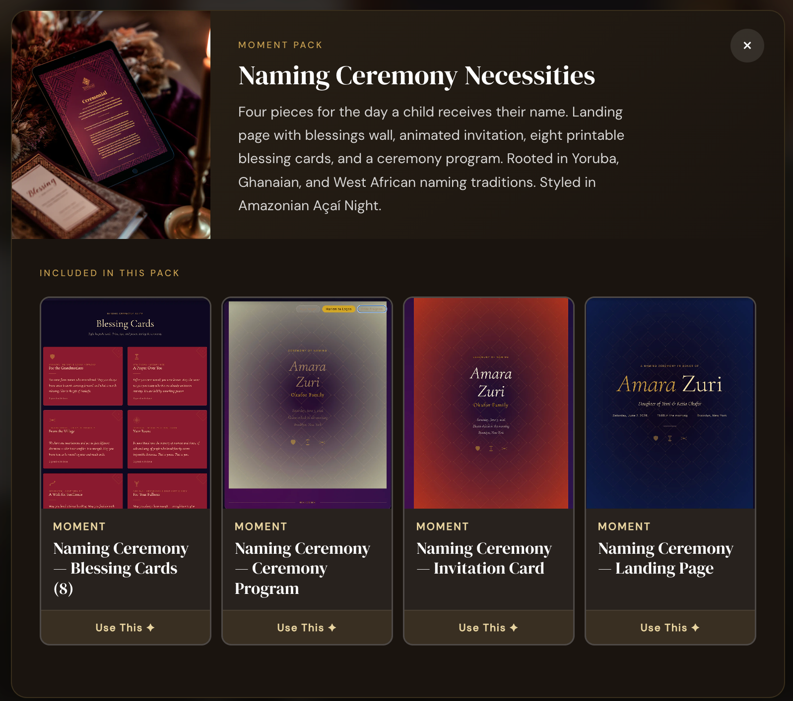 Baby Naming Ceremony Supplies | Digital Download - Amazonian Acai Night