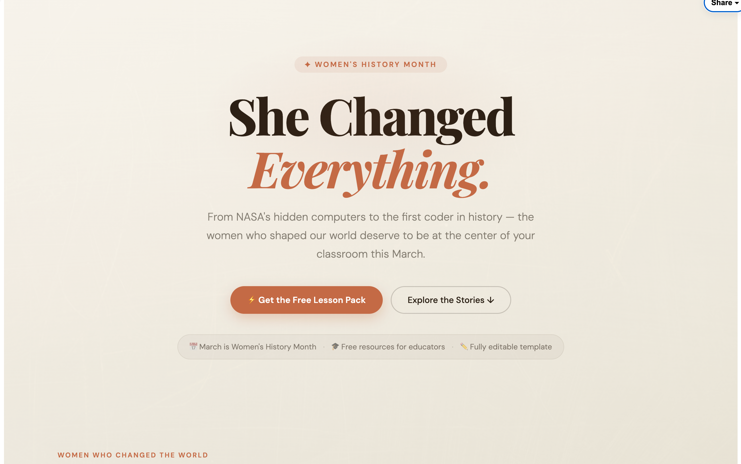 Women's History Month  Educator Landing Page - FREE