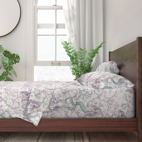 Queen Sheet Set With Mermaid Print | Mermaid Toile
