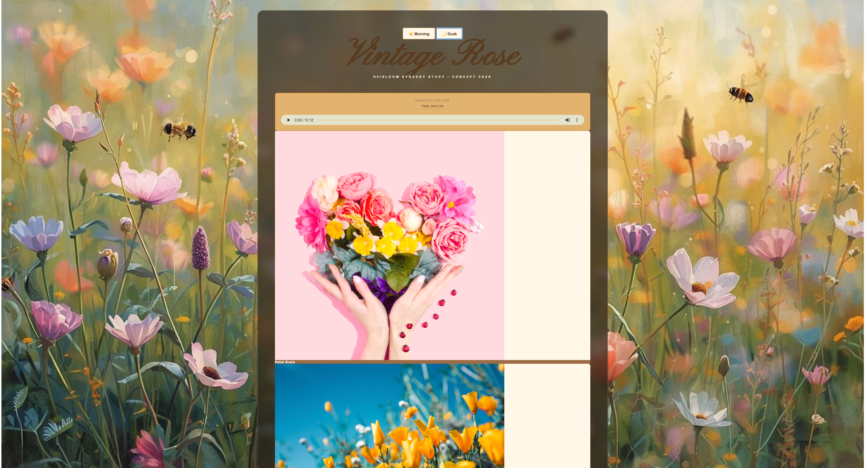 Floral design software interface with a digital mockup of a card on a floral background