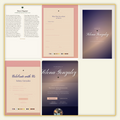 Collection of personalized stationery designs with text and branding elements.