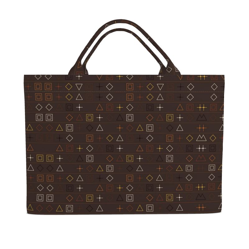 Tote bag with geometric pattern on a white background