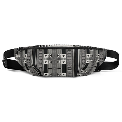 black and white kente cloth printed fanny pack