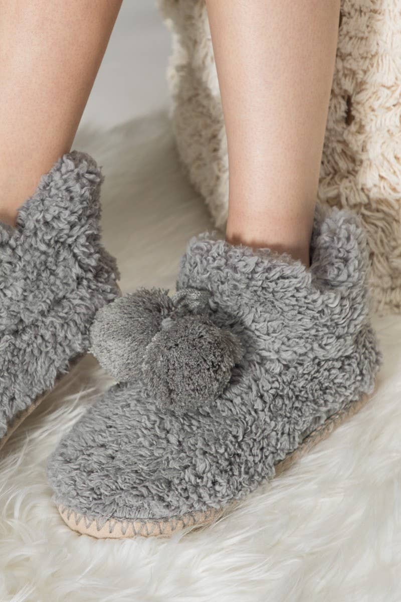 Cozy Pom-Pom Moccasin Booties