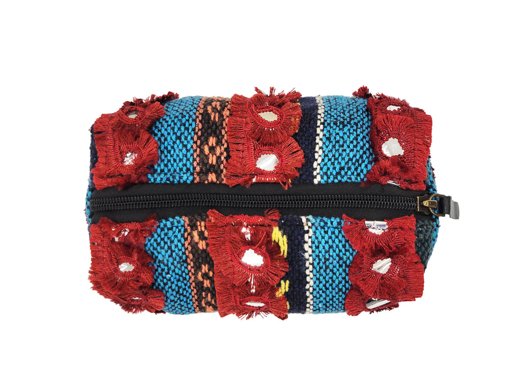 Carys Mirrored Cosmetic Cotton Bag Deep Red