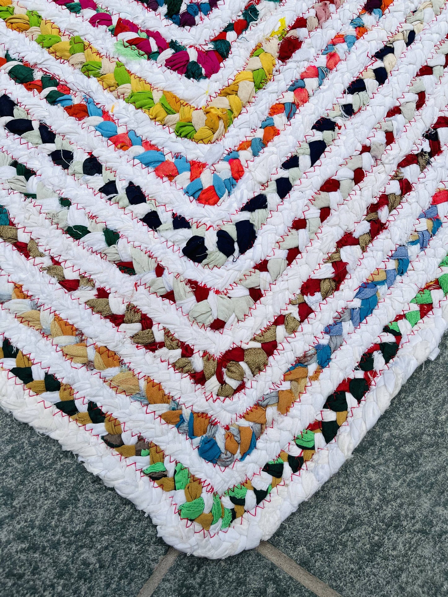 CARNIVAL Area Rug Multi Colour White Cotton Braided Rug