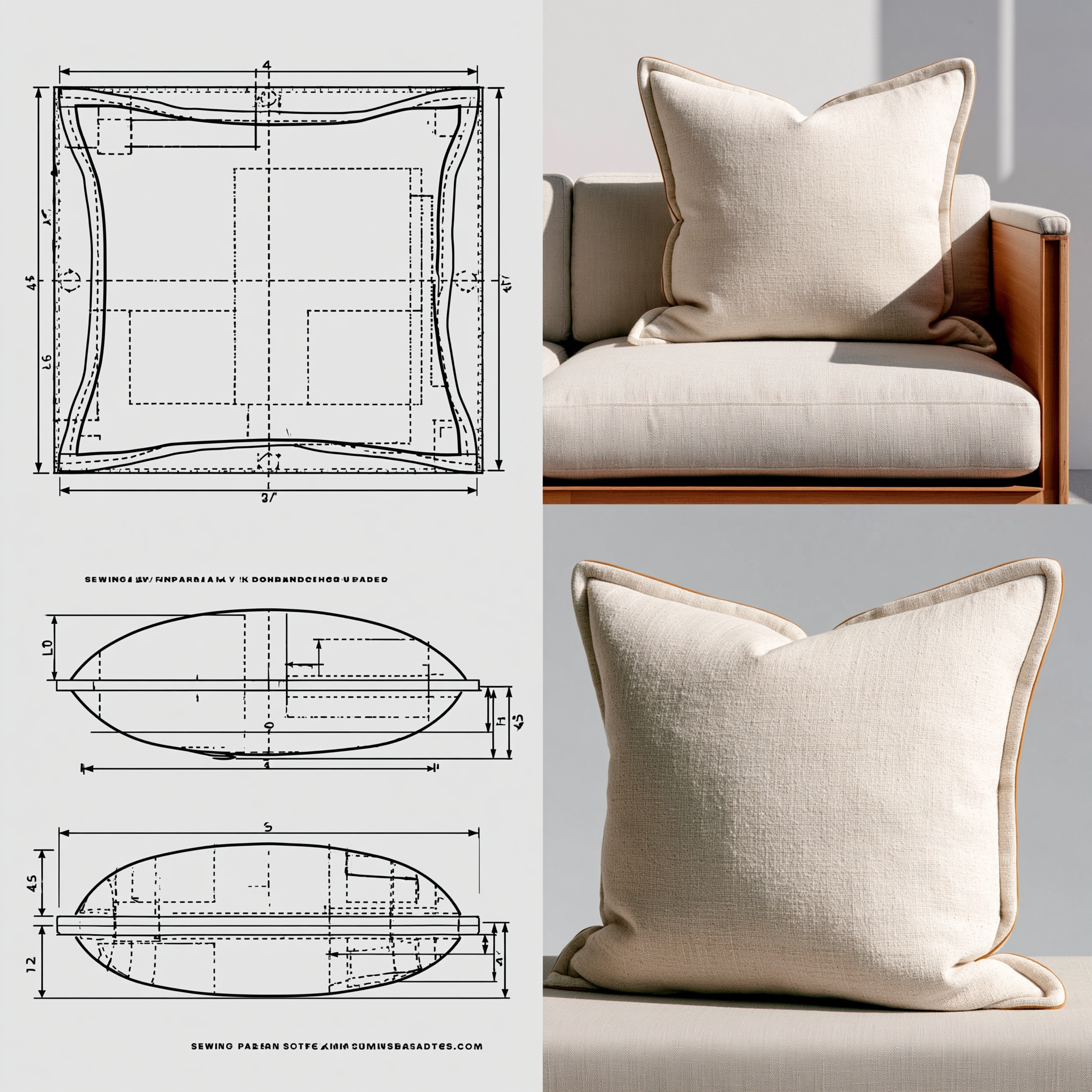 Piped Pillow Cover Sewing Pattern | PDF Download