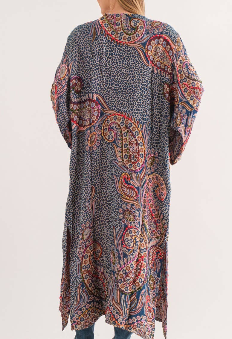 Rhea Navy Thick Stitch Duster- Coming Soon