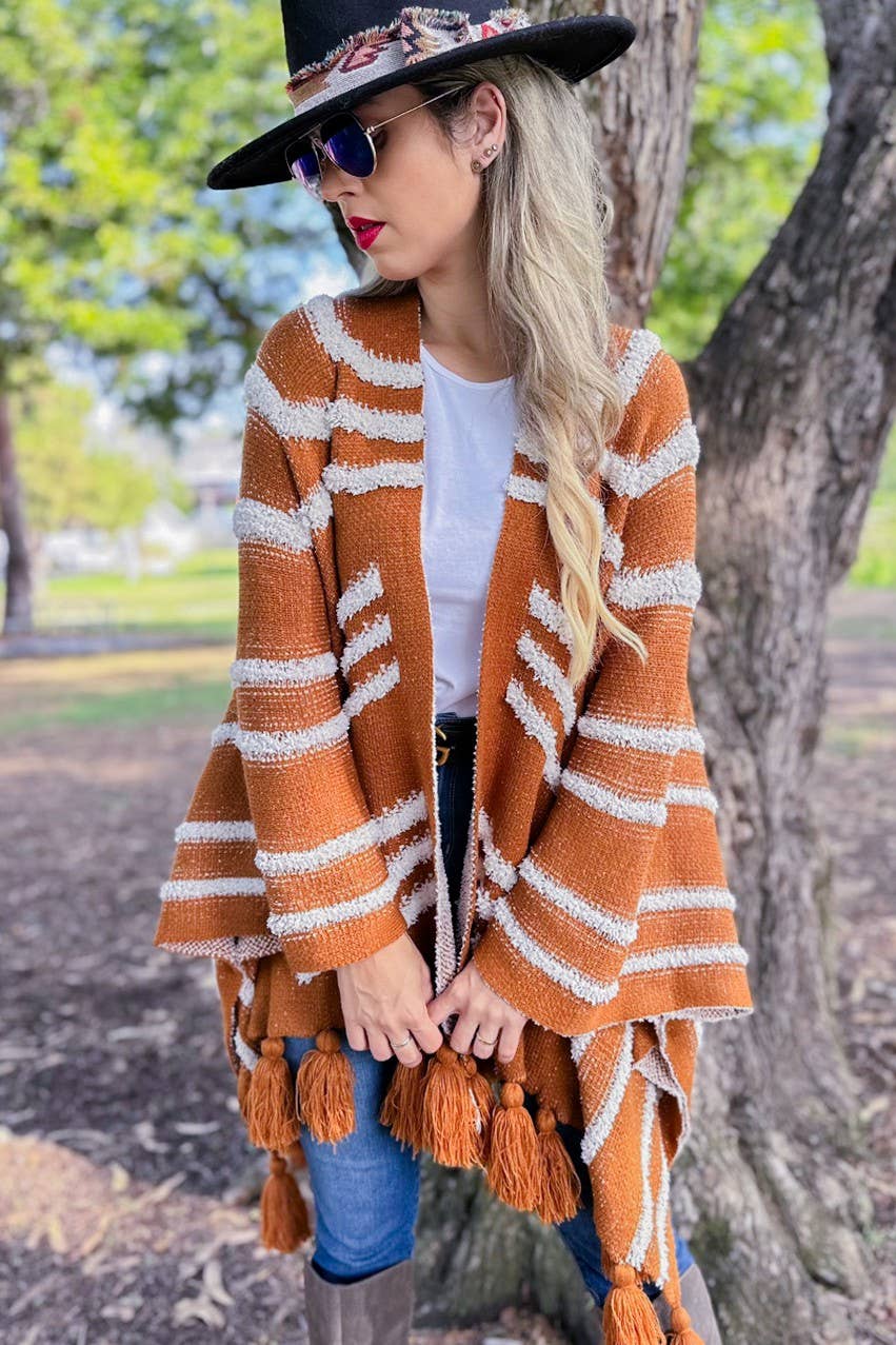 Texture Knit Chunky Tassel Cardigan–Boho Layer | Coming Soon