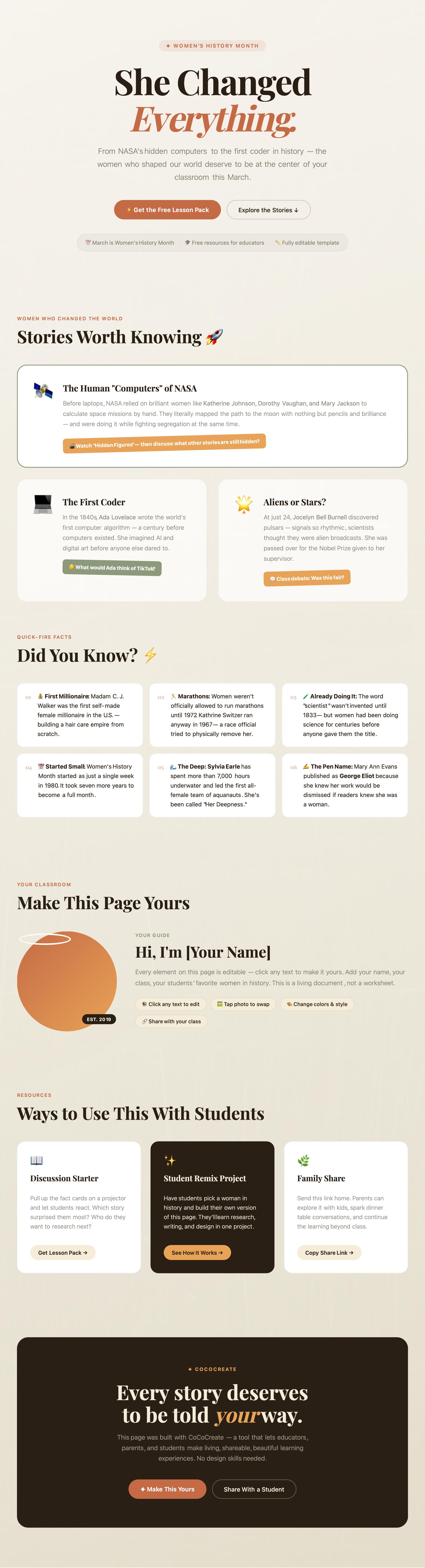 Women's History Month  Educator Landing Page - FREE